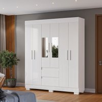 Guarda-Roupa Casal Maya 6 Portas 2 Gavetas com Espelho Branco - Acp Móveis