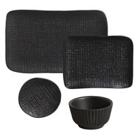 Jogo 24 peças Travessas e Ramequins Porto Brasil Preto Matte Cerâmica Japonês Sushi Shimeji