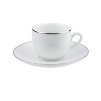 Kit 6 Xícaras de Café com Pires 90ml Porcelana Legacy Silver L'Hermitage Mesa Posta