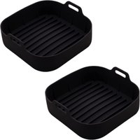 2 Formas Silicone Quadradas 20cm Pretas Air Fryer Lyor Cesto com Alças para Assados Cozinha