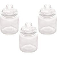 Kit 3 Bombonieres Potes de Vidro Com Tampa Hermética 330ml Arena Lyor Mantimentos Temperos Doces