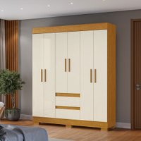 Guarda-Roupa Casal Maya 6 Portas 2 Gavetas Off White/Cinamomo - Acp Móveis