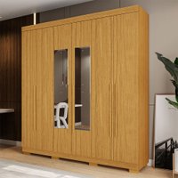 Guarda-Roupa Casal Agata 6 Portas 3 Gavetas com Espelho Cinamomo - Acp Móveis