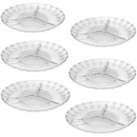 Jogo 6 Petisqueiras Redondas Vidro 3 Divisórias Floral Lyor 19,5cm Bandeja Aperitivos