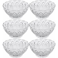 Conjunto 6 Tigelas Bowl Vidro 10x4,5cm 80ml Redondo King Lyor Decorativo Sobremesas Doces Frutas