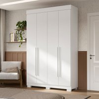 Guarda-Roupa Solteiro Agata 4 Portas 2 Gavetas Branco - Acp Móveis