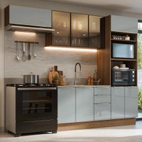 Armário de Cozinha Completa 270 cm Rustic/Cinza Lux Madesa 08