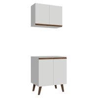 Kit de Cozinha com Armário Aéreo e Balcão 70 cm Branco Pieta Madesa