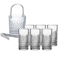Jogo Balde de Gelo 1L e 6 Copo Altos 390ml Cristal Esplanada L'Hermitage Água Suco Drink