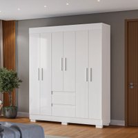 Guarda-Roupa Casal Maya 6 Portas 2 Gavetas Branco - Acp Móveis