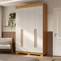 Guarda-Roupa Solteiro Agata 4 Portas 2 Gavetas Off White/Cinamomo - Acp Móveis