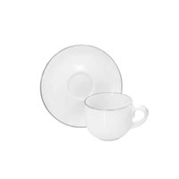 Xícara Com Pires Café 90ml Branco Legacy Silver Porcelana L Hermitage Curto Expresso Servir