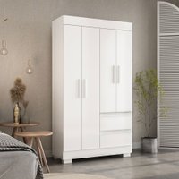 Guarda-Roupa Solteiro Maya 4 Portas 2 Gavetas Branco - Acp Móveis