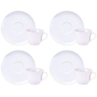 Jogo 4 Xícaras de Chá 210ml com Pires Porcelana Branca Sophia Tramontina Café Cappuccino Mesa Posta
