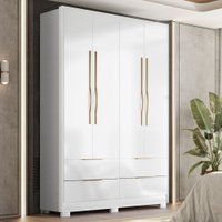 Guarda-Roupa Casal Domo 4 Portas 4 Gavetas Branco - Demobile