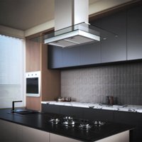 Coifa de Ilha 90 Cm Vidro Reto 220v Inox - Fogatti