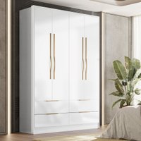 Guarda-Roupa Casal Domo 4 Portas 4 Gavetas 44020 Branco - Demóbile