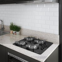 Cooktop 4 Bocas Safe Mesa Vidro A Gás Preto/Inox - Fogatti