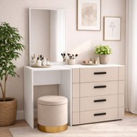 Cômoda Lisboa 4 Gavetas com Espelho Creme/Branco - Politorno