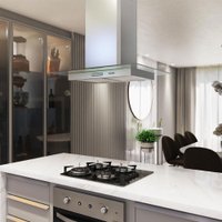 Coifa de Ilha 75 Cm Vidro Reto 110v Inox - Fogatti