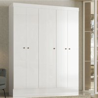 Guarda-Roupa Solteiro ártico 5 Portas 3 Prateleiras Branco - Demóbile