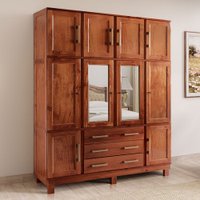 Guarda-Roupa Casal Paris 10 Portas 3 Gavetas com Espelho Madeira Maciça Mogano 1331 - Lanes