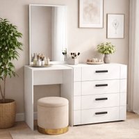 Cômoda Lisboa 4 Gavetas com Espelho Branco - Politorno