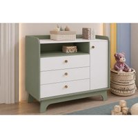 Cômoda T402 1 Porta e 3 Gavetas Branco/Verde Kappesberg