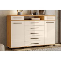Cômoda London 2 Portas e 7 Gavetas Cinamom/OffWh Demóbile
