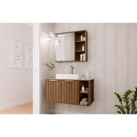 Conjunto Banheiro c/Espelho Noruega/Treviso 80cm Freijo MGM