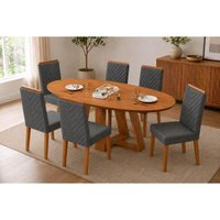 Mesa Jantar Celeste 183 + 6 Cad Nara Granito DJ Móveis