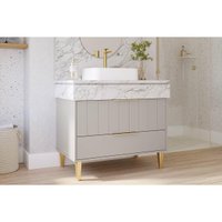 Gabinete Banheiro Riviera c/Cuba 90cm Platina/Calacata MGM