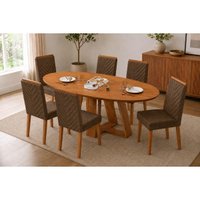 Mesa Jantar Celeste 183 + 6 Cad Nara Canela DJ Móveis