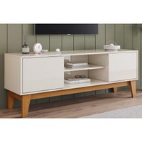 Rack Bancada p/ TV Alure 2 Pts 140cm Off White/Cinamomo Henn