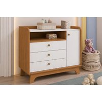 Cômoda T402 1 Porta e 3 Gavetas Canela/Branco Kappesberg