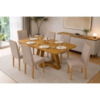 Mesa Jantar Celeste 170 + 6 Cad Nara Bege DJ Móveis