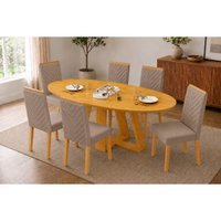 Mesa Jantar Celeste 183 + 6 Cad Nara Bege DJ Móveis