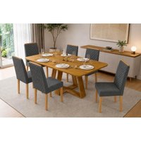 Mesa Jantar Celeste 170 + 6 Cad Nara Granito DJ Móveis