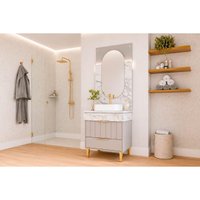 Conjunto Banheiro c/Espelho Riviera/Gales 70cm Platina MGM