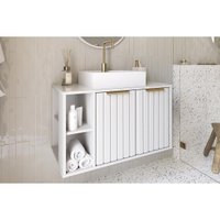 Gabinete Banheiro Suspenso Noruega c/Cuba 80cm Branco MGM
