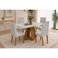 Mesa Jantar Celeste+4 Cadeiras Nara Neblina DJ Móveis