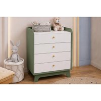 Cômoda T403 4 Gavetas Branco/Verde Oliva Kappesberg