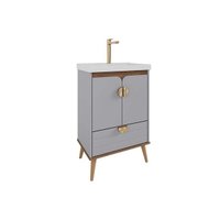 Gabinete Banheiro Trancoso c/Cuba 60cm Platina/Freijo MGM