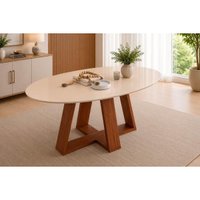 Mesa Jantar Celeste Amadeirada/Vidro 183cm Fre/Of DJ Móveis