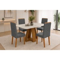 Mesa Jantar Celeste+4 Cadeiras Nara Granito DJ Móveis