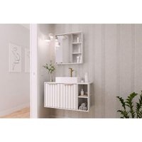 Conjunto Banheiro c/Espelho Noruega/Treviso 80cm Branco MGM