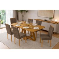 Mesa Jantar Celeste 170 + 6 Cad Nara Canela DJ Móveis