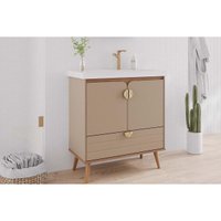 Gabinete Banheiro Trancoso c/Cuba 80cm Cappuccino/Freijo MGM