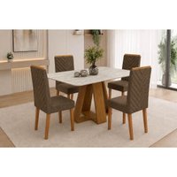 Mesa Jantar Celeste+4 Cadeiras Nara Canela DJ Móveis