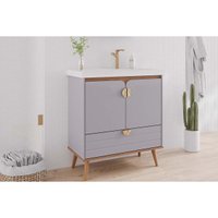 Gabinete Banheiro Trancoso c/Cuba 80cm Platina/Freijo MGM